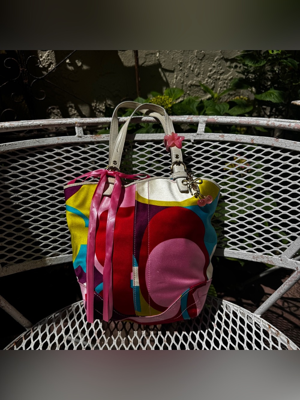 Rare Y2K Colorful Satin Coach Mini Tote
